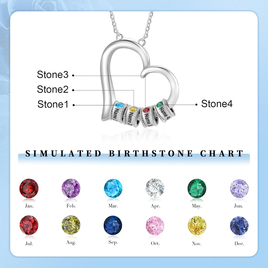 Jewelstruck Personalized Mothers Necklace with Birthstone Custom Names Necklace Family Gifts for Women Mom Wife Nana Mothers Day Gift Ideas Christmas