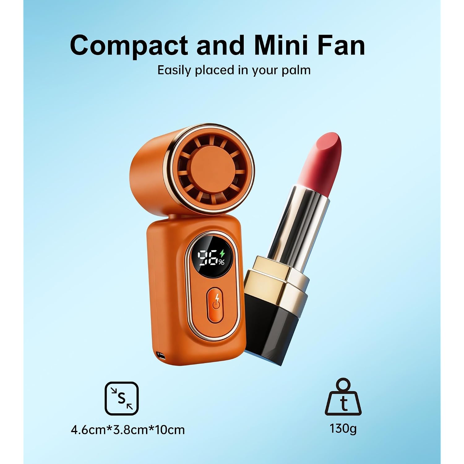 Portable Handheld Small Fan, With Built-In Fixed Clamp, Featuring 6-Speed Adjustable High-Speed Personal Fan, Led Display Screen, Rechargeable, Suitable For Use In Makeup, Travel, Indoor And Outdoor