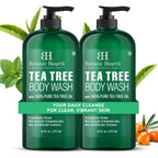 Botanic Hearth Tea Tree Body Wash, 16 Fl Oz (473 Ml) Pack Of 2 | With Tea Tree Oil, Peppermint & Sea Buckthorn | Gently Cleanses, Refreshes & Nourishes Skin | Sulfate & Paraben Free | For Men & Women