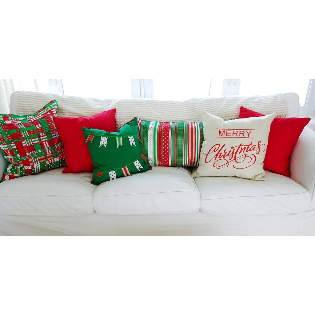 Thmyo 4-Pack 100% Cotton Comfortable Solid Decorative Throw Pillow Case Square Cushion Cover Pillowcase Sublimation Blank Pillow Covers Diy Throw Pillowcase For Couch Sofa Bed(18X18 Inch/45X45Cm,Red)