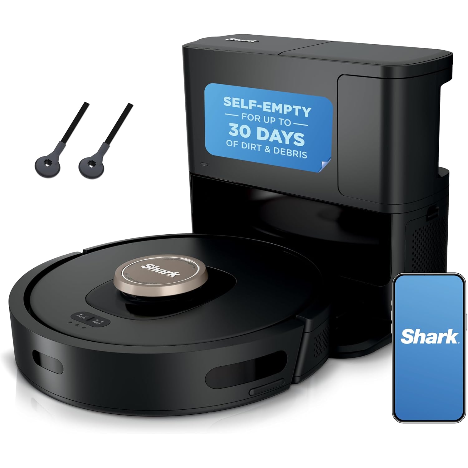 Shark Av2501Ae Ai Robot Vacuum With Xl Hepa Self-Empty Base, Bagless, 60-Day Capacity, Lidar Navigation, Perfect For Pet Hair, Compatible With Alexa, Wi-Fi Connected, Carpet & Hard Floor, Black