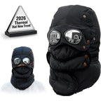 Winter Thermal Hat with Glasses, Trapper Hat for Men with Mask Pilot Face Ski Goggles Built in, Adjustable and Glasses