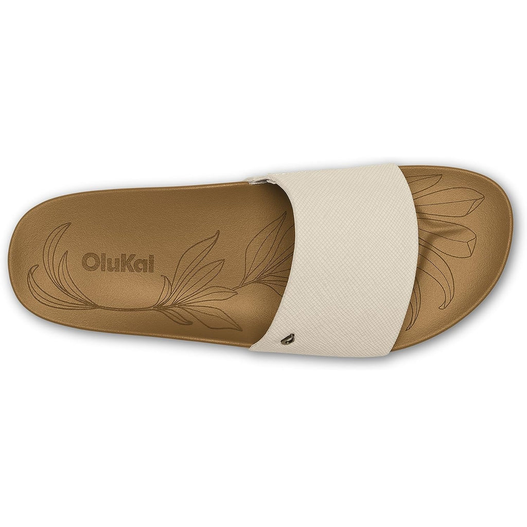 Olukai Kipe'A Pono Women'S Leather Slide Sandal, Full-Grain Leather, Contoured Comfort Footbed, All-Day Arch Support, Wet Grip Traction
