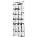 Over The Door Shoe Organizer, Hanging Shoe Organizer With 24 Mesh Large Pockets Door Shoe Rack Organizer For Men Women Kids Hanging Shoe Storage Bag.(White