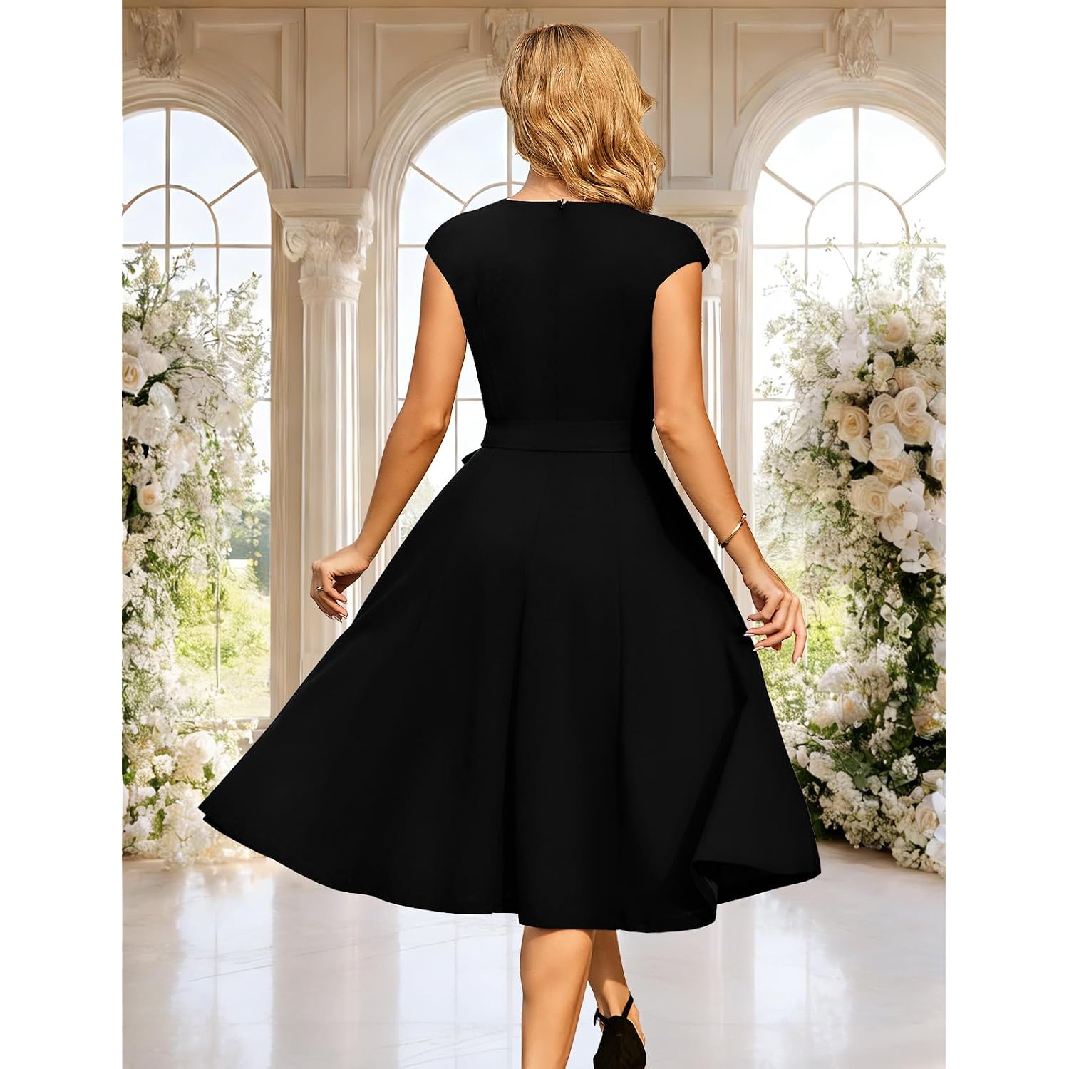 Dresstells Women'S Cocktail Dresses, Formal Wedding Guest Modest Church Vintage Tea Party Midi Evening Dress