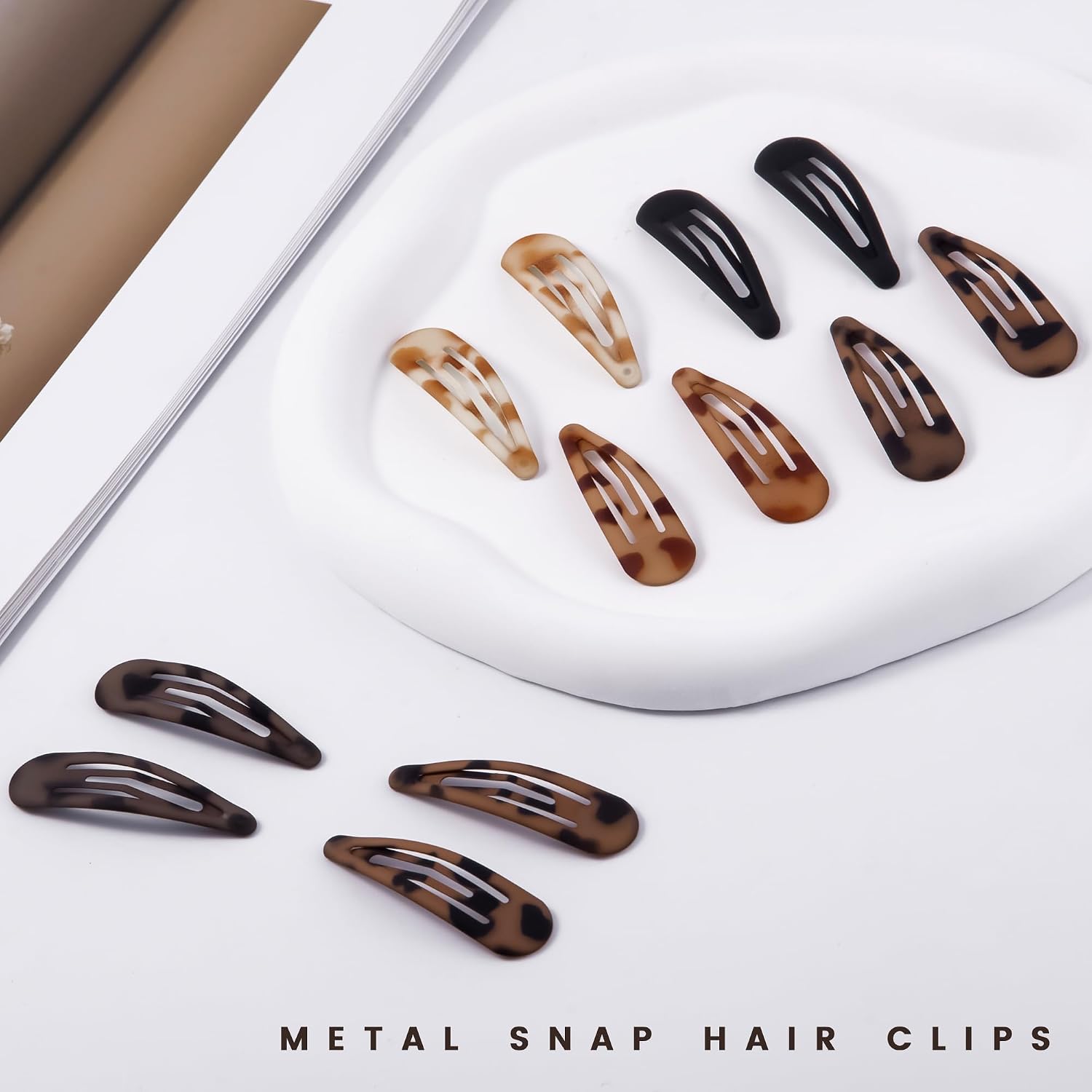 Small Hair Barrettes For Women No Slip Metal Snap Clips For Thin And Fine Hair,Matte Black Tortoiseshell,20 Pcs,1.97 X 0.5 Inch.