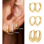 9 Pairs Small Gold/Silver Hoop Huggie Earrings Set for Women, 14K Gold Plated Chunky Hoop Small Earring Hypoallergenic Thick Open Lightweight Chunky Hoop Earrings Jewelry for Gifts