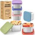 6 Oz Stainless Steel Snack Containers For Kids - 6 Pack Metal Food Containers With Lids Silicone Easy Open 100% Leak Proof Bpa Free Reusable Baby Lunch Box For Daycare Travel And Office