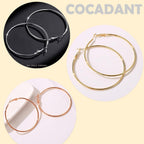 Cocadant Big Gold Hoop Earrings for Women Girls,Dainty 14k Gold Hypoallergenic Rose Gold Silver Hoop Earrings with 925 Sterling Silver Post,Stainless Steel Large Hoop Earrings