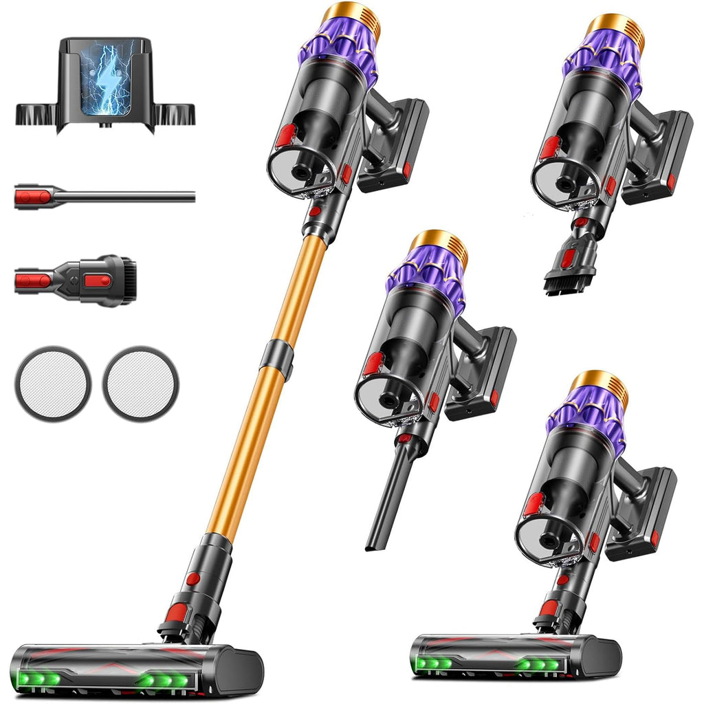 Cordless Vacuum Cleaner, 650W/60Kpa/70 Mins Vacuum Cleaners For Home With Self-Standing, Anti-Tangle Vacuum Cordless, Smart Display And 1.8L Cup Cordless Stick Vacuum Cleaner For Pet Hair/Carpets