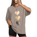 WIHOLL Oversized Tshirts for Women Summer Crew Neck Short Sleeve Graphic Tees Casual Loose Fit Workout Tops 2026 Heart Shaped Print
