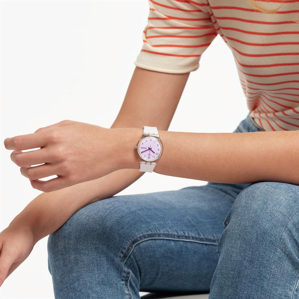 Swatch Gent Women'S Watch Casual Polymer White Quartz Waterproof Ultrarose