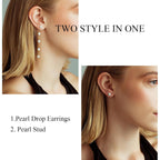 Pearl Earrings，4mm 5mm 6mm Gold/Silver Dangle Earrings for Women White Long Drop Pearl Dangling Earrings Bridal Wedding Dainty Prom Earrings Birthday Gifts Jewelry