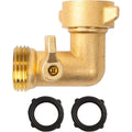 90 Degree Garden Hose Adapter With Shut Off Valves, 3/4" Solid Brass Garden Hose Elbow Connector With 2 Extra Pressure Washers (1)