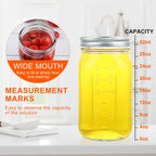 Wide Mouth Mason Jars 32 oz, 12 Pack Clear Glass Mason Jars with Airtight Lids and Bands, Quart Canning Jars for Preserving, Canning, Meal Prep, Pickling