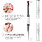 2PCS Dual-Ended Nail Art Brushes Set – Gel Nail Brush, Spatula & Liner Brush – Nail Art Tools for Builder Gel, Nail Polish Application, DIY Manicure & Salon Use