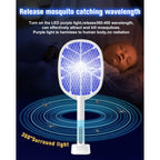 2Pack Electric Fly Swatter,4000V Bug Zapper Racket,2 In 1 Mosquito Zapper Racket With 1200Ml Battery Rechargeable Purple Mosquito Killer Lamp With 3 Layers Safety Net Suitable For Indoor And Outdoor