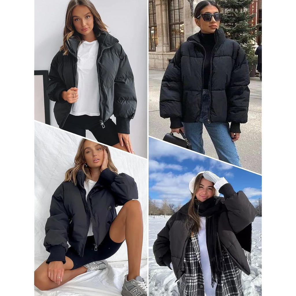 Gihuo Women’S Winter Cropped Puffer Jacket Coat Short Warm Quilted Jacket 2026