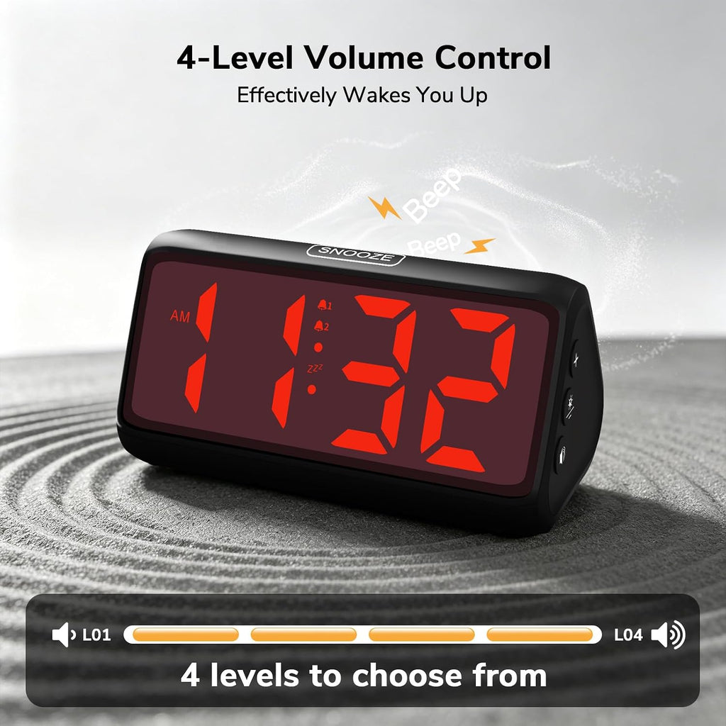 2-In-1 Battery & Usb Dual Operated Alarm Clock, Portable Cordless Digital Clocks With Dual Alarms, Big Number,5 Dimmers, 4 Volumes, Snooze, Battery Powered