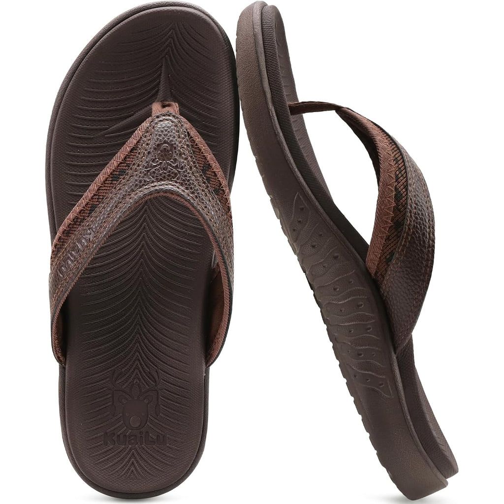 Kuailu Mens Sport Flip Flops Comfort Orthotic Thong Sandals With Plantar Fasciitis Arch Support Outdoor Summer Beach Size 7~15