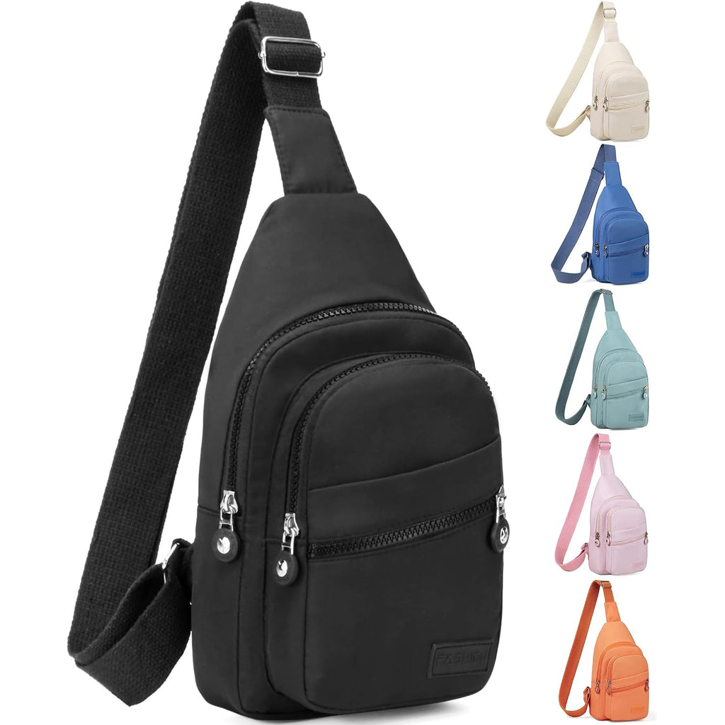 Banelu Small Sling Backpack Crossbody Bags For Women Men, Small Sling Bag Cross Body Bag Fanny Packs Crossbody Purses - Black
