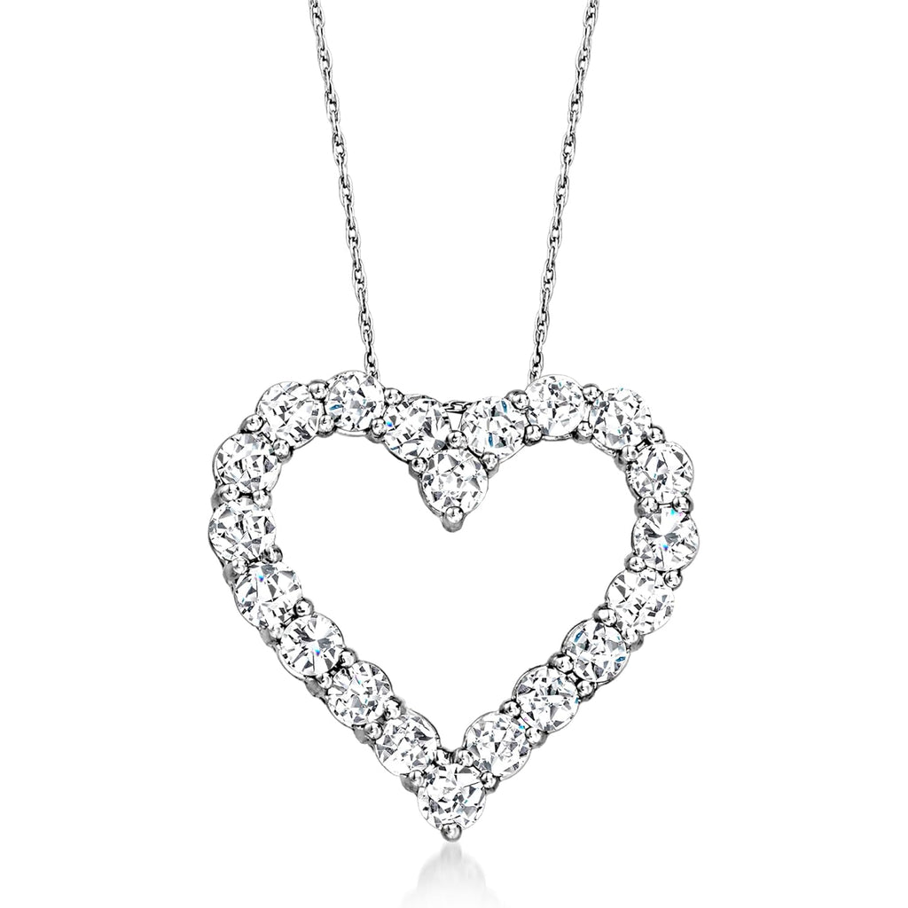 Ross-Simons 2.00 ct. t.w. Diamond Heart Pendant Necklace in 14kt White Gold
