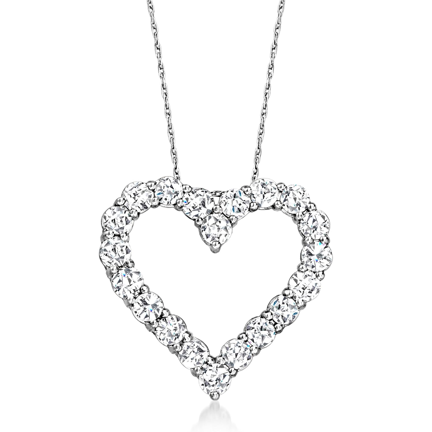 Ross-Simons 2.00 ct. t.w. Diamond Heart Pendant Necklace in 14kt White Gold