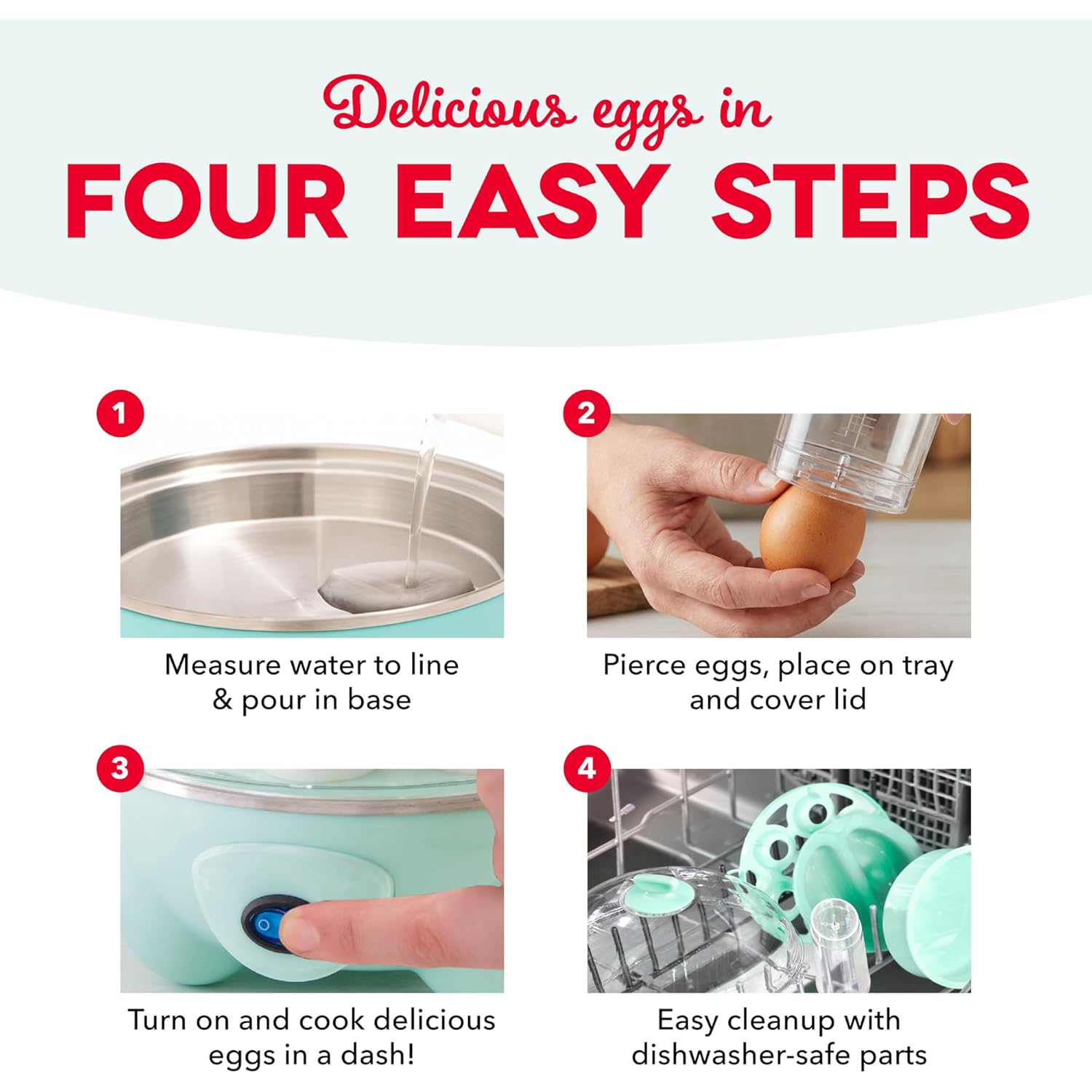 Dash Deluxe Egg Cooker - Boiler, Poacher & Steamer - Includes Measuring & Recipe Guide - Dishwasher Safe - BPA Free - Holds 12 Eggs, Black