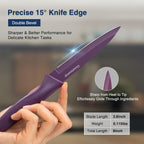 Gourmetop Paring Knife with Cover, Paring Knives Set of 4, 3.8" Paring Knife Set of Premium Stainless Steel, Small Kitchen Knife Set for Fruit and Vegetable, Ergonomic Knife Handles for Versatility