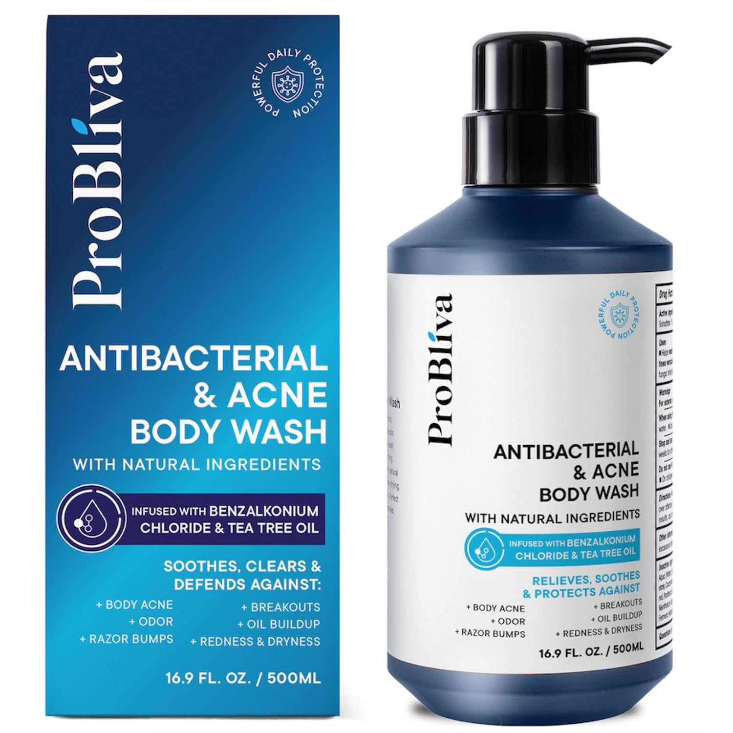 Probliva Antibacterial Body Wash For Body Acne & Breakouts, Back Acne, Body Odor & Razor Bumps, Daily Body Wash & Body Soap For Oily & Acne-Prone Skin, Men & Women (Body Wash)