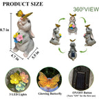 Yody Solar Garden Statues Outdoor Decor- Yard Decorations For Patio, Balcony, Backyard, Lawn Ornaments - Rabbit Figurines With Led Light- Unique Birthday House Warming Gifts For Women, Mom, Grandma
