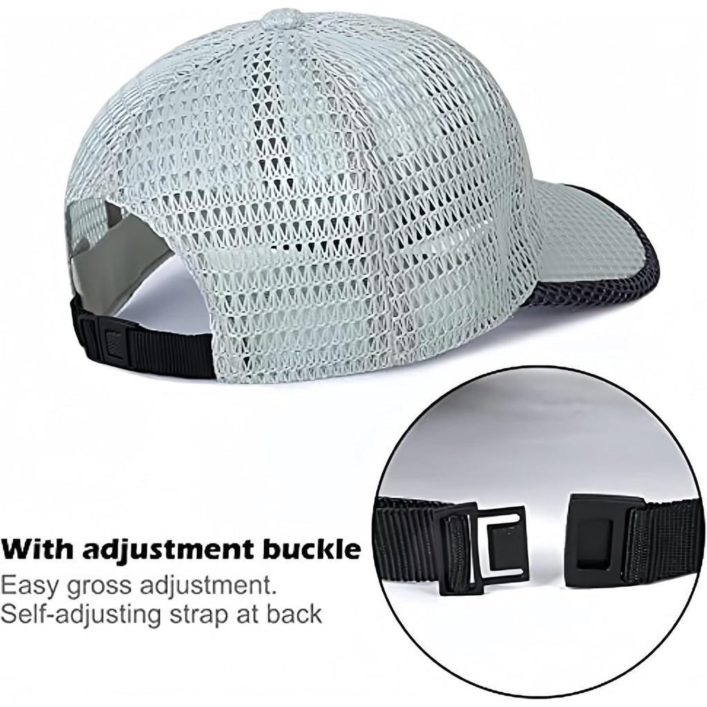 stablerice 2 Pieces Summer Mesh Baseball Cap for Men Women Adjustable Breathable Caps Casual Trucker Mesh Hat Baseball Hats Navy Blue, Light Grey