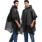 2 Pack Rain Ponchos For Adults Reusable - Raincoats Survival Emergency Heavy Duty Rain Coat With Drawstring Hood