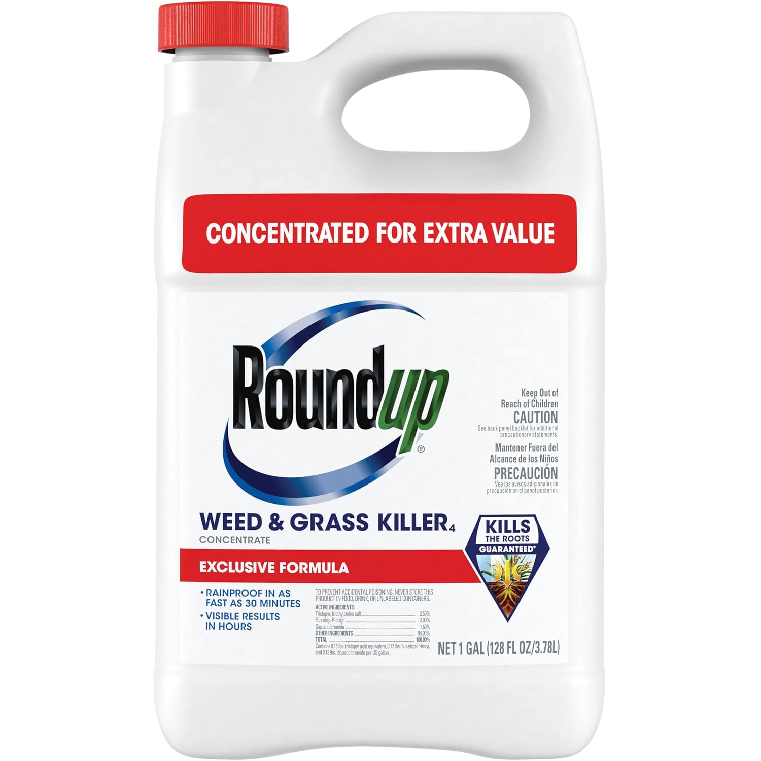 Roundup Weed & Grass Killer₄ Concentrate, Use In And Around Flower Beds, Walkways And Other Areas Of Your Yard, 1 Gal.