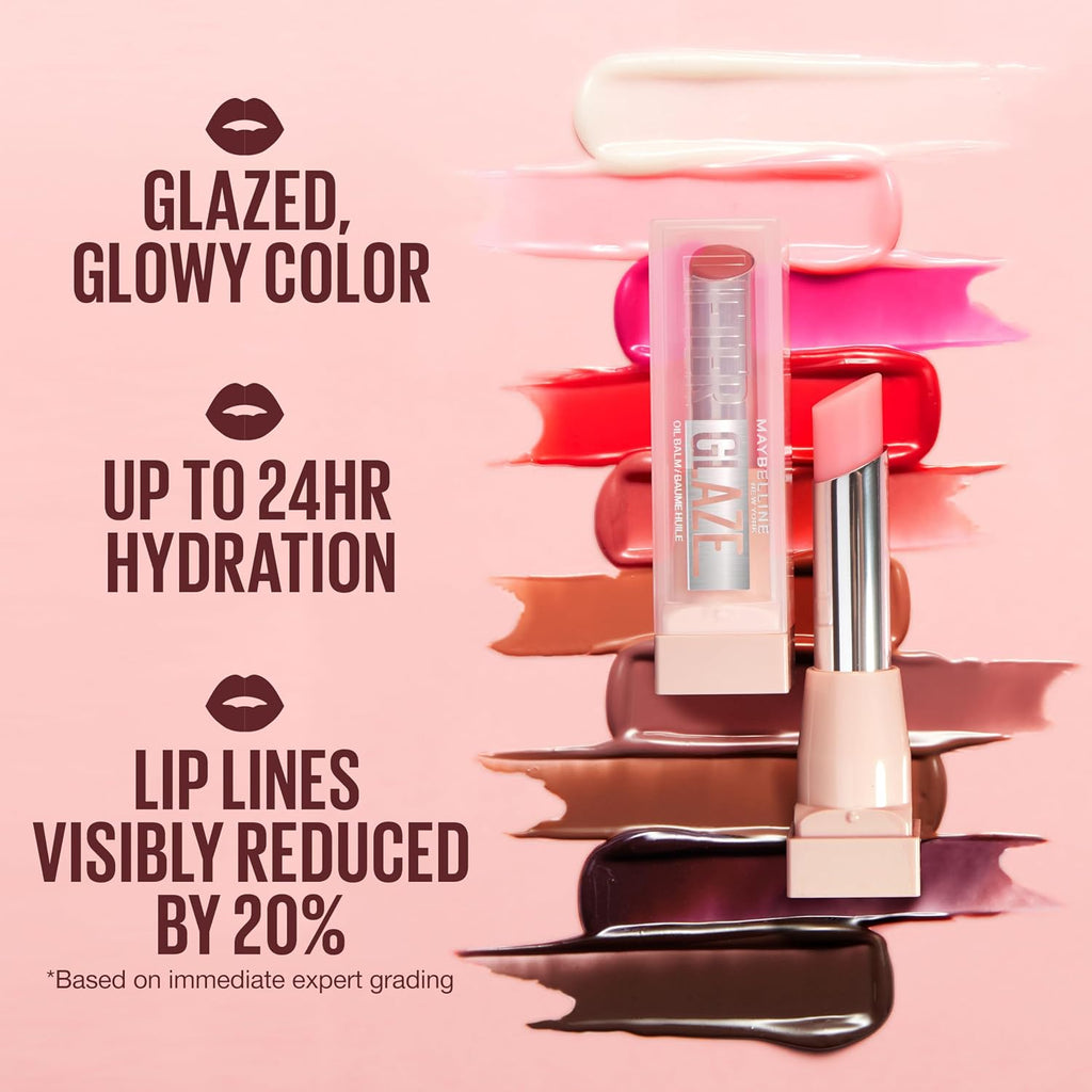 Maybelline Lifter Glaze Oil Balm With Hyaluronic Acid And Hydrating Oil Blend, Lip Balm With 24Hrs Of Smooth, Moisturizing Shine, Pink Drip (Sheer Baby Pink)