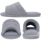 Terry Cloth Open Toe Slippers For Women Memory Foam Slip On House Slippers