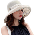 Mesh-Sun-Hats Women'S-Foldable-Fishing-Hat Wide-Brim Summer Outdoor Uv-Protection-Beach-Bucket-Cap With Chin Strap