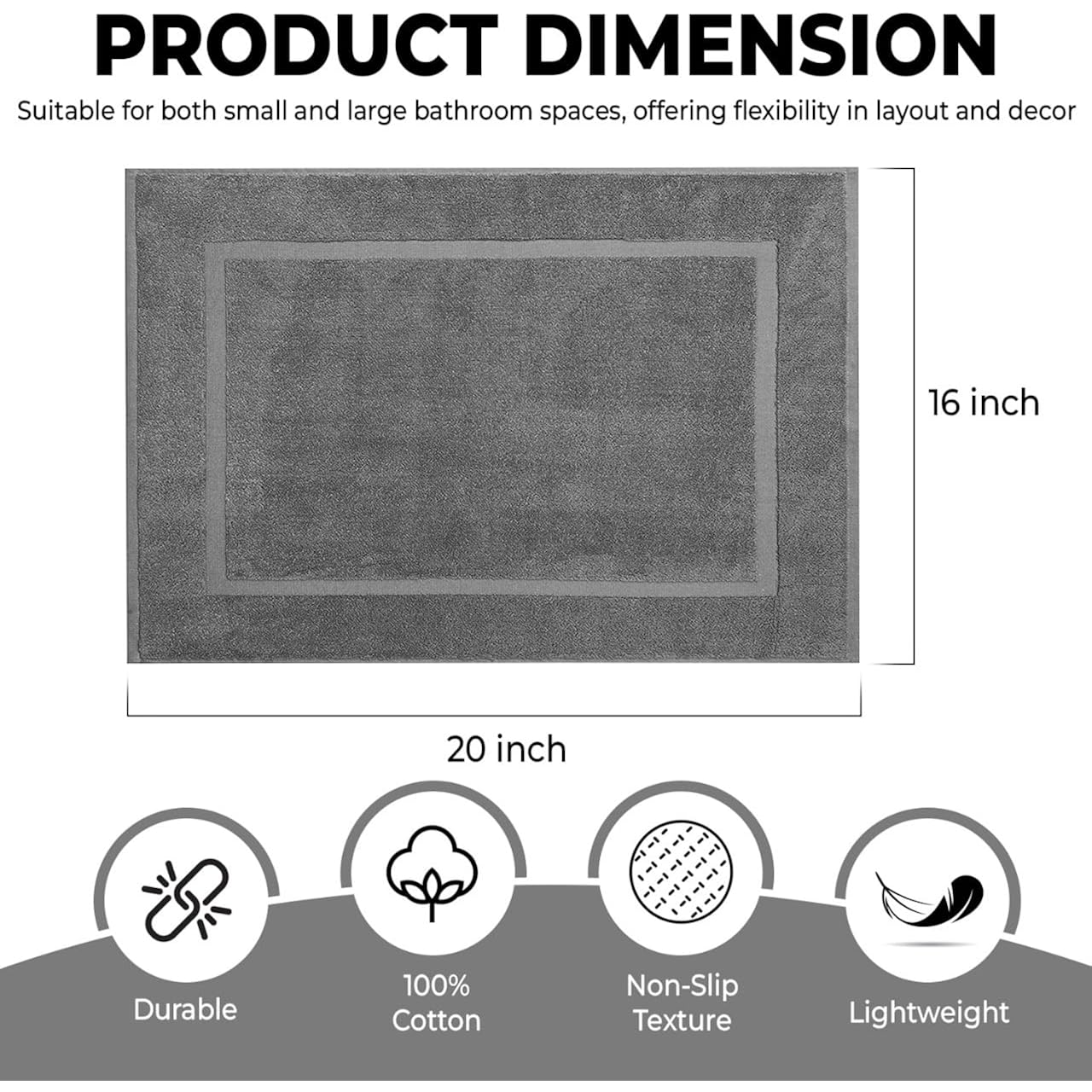 Kahaf Collection Bath Mat Floor Towel Set - Absorbent Cotton Hotel Spa Shower/Bathtub Mats [Not A Bathroom Rug] 22"X34" Pack Of 2