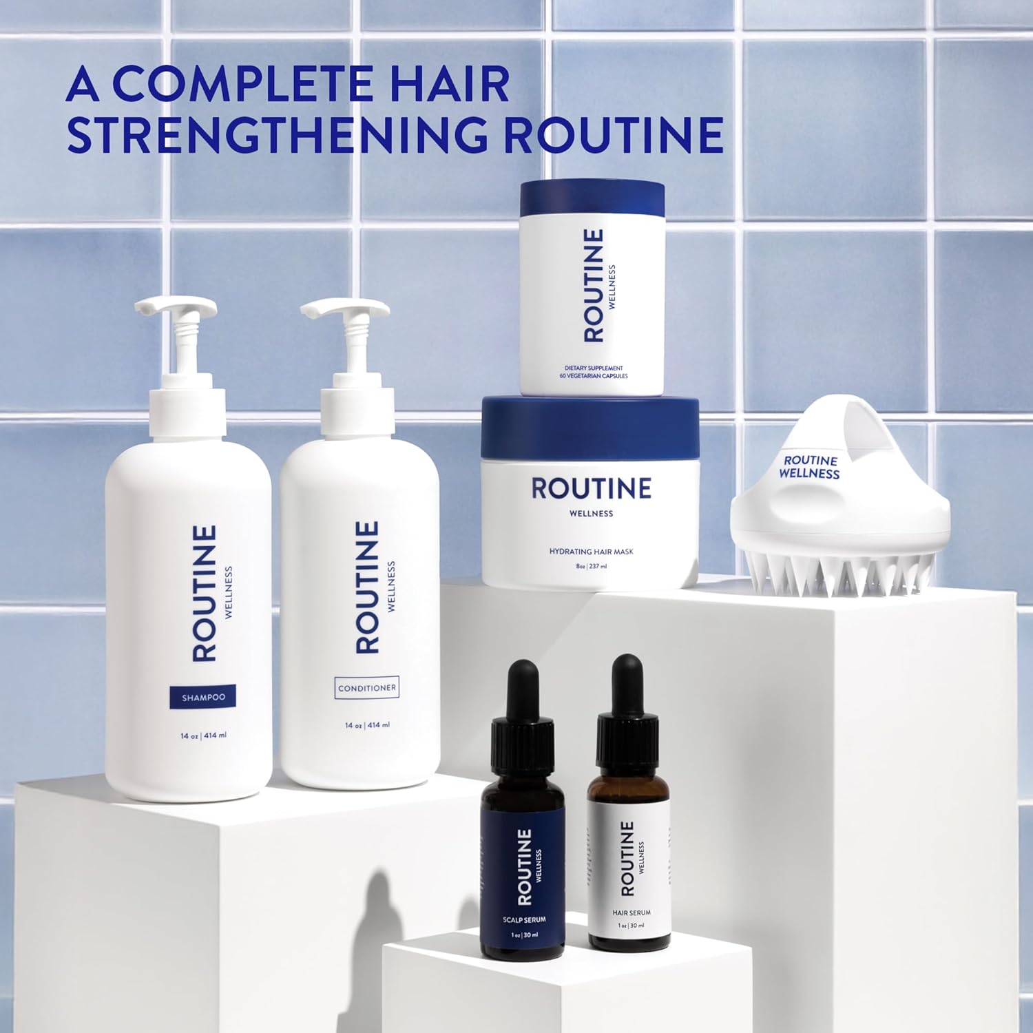 Routine Wellness Anti-Thinning Shampoo and Conditioner Set for Thinning Hair - Biotin DHT Blocker Women & Men - Color Safe Shampoo for Hair Loss & Healthier Hair - Coconut & Vanilla Set