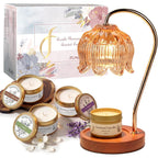 Funistree Candle Warmer Lamp Gift Set with 3 Jar Candles & Gift Box, Gifts for Women Mothers Day Birthday, Mom Sister Friend Gift, Lavender, Vanilla, Ebony, 2 Bulbs