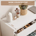 6 Drawer Double Dresser For Bedroom, Modern Simply Chest Of Drawers, Wood Storage Dresser With Anti-Tipping For Living Room Hallway Entryway, Nursy White (15.3" D X 47.2" W X 32.3" H)