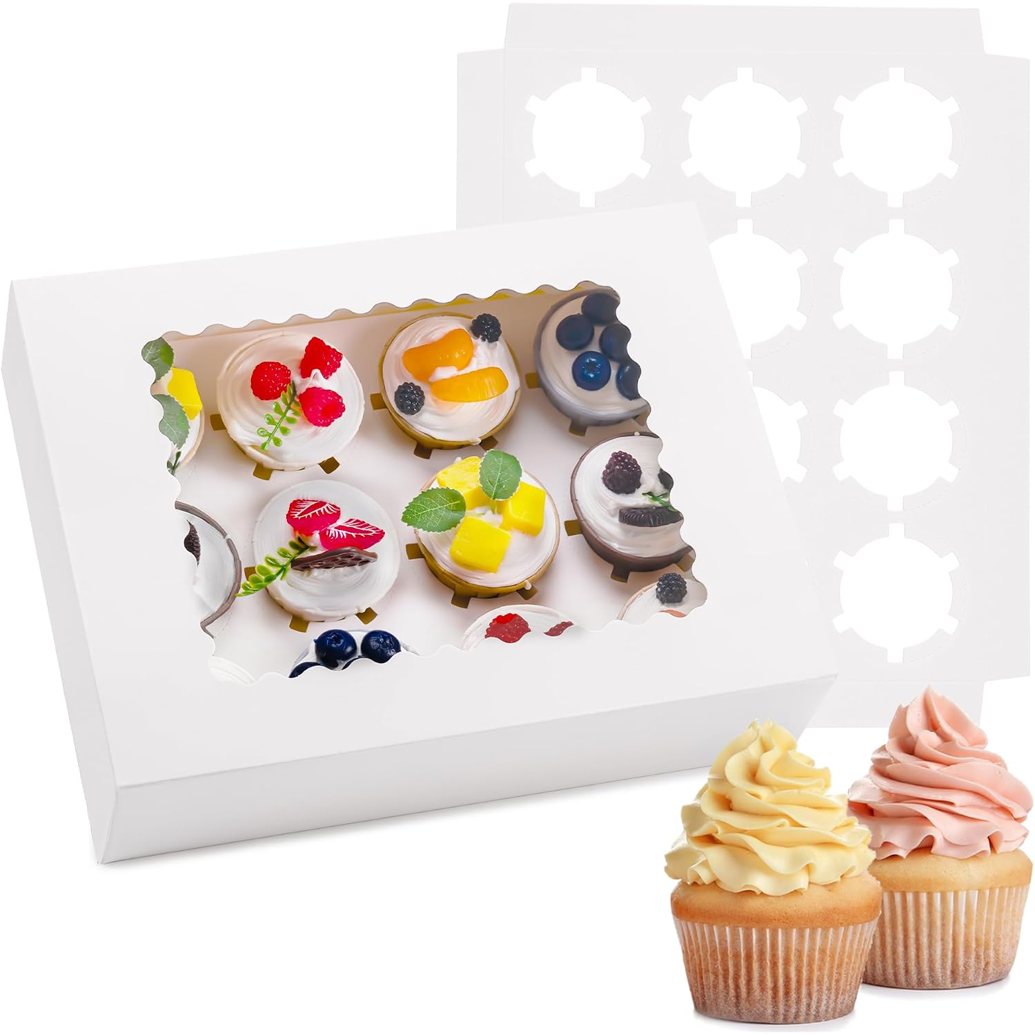 Hoewina 6Pcs Cupcake Boxes - Hold 12 Count Cupcake Containers With Window, Food Grade Cupcake Holder Easy Transport And Presentation - Ideal For Cupcakes, Desserts, And More