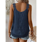 Womens Tank Tops Flowy Sleeveless Summer Boho Tank Top for Women Casual Crewneck Strap Lace Camisole Shirts