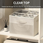 Shoe Organizer For Closet, Foldable Shoe Storage With Adjustable Dividers | Fabric Shoe Storage Organizer Box Bin With Adjustable Dividers And Clear Cover, Fits Up To 16-32 Pairs