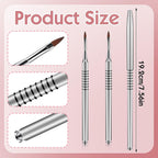 Hariendny 2 Pack 3D Nail Art Brush for Acrylic, Kolinsky Acrylic Nail Brushes Set, Nail Lining Brush Nail Salon Painting Brush Pen with Non-Slip Handle, Silver Metal Nail Art Pen (Size #2)