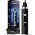 Nose Hair Trimmer for Men and Women, USB Rechargeable Electric Facial and Ear Hair Remover with LED Display, Dual-Edge Blades for Smooth, Painless Eyebrow Grooming (Black)