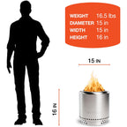 Solo Stove Ranger 2.0 With Stand - 15 Inch Smokeless Portable Fire Pit - Lightweight Outdoor Fireplace With Removable Ash Pan, Stainless Steel, Carry Case Included, Ideal For 2-4 People, 16.5 Lbs