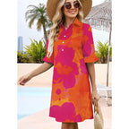 Womens Summer Shirt Dress 2026 Casual Ruffle Short Sleeve Button Down Flowy Swing Shift Mini Dresses With Pockets