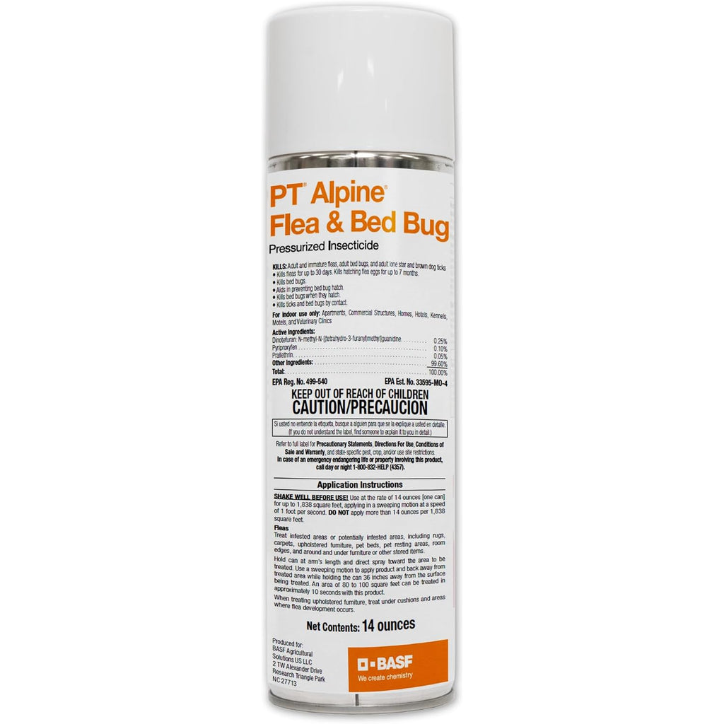 Basf Pt Alpine Flea & Bed Bug Killer, Fast Acting Insecticide, Extended Long Lasting Pest Control Formula, Quick Dry, Non-Staining, Ready To Use Spray Can 14 Oz