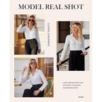 Button Down Shirts for Women Slim fit Long Sleeve Stretch Dress Shirts Work Shirt Wrinkle Free Office Blouses